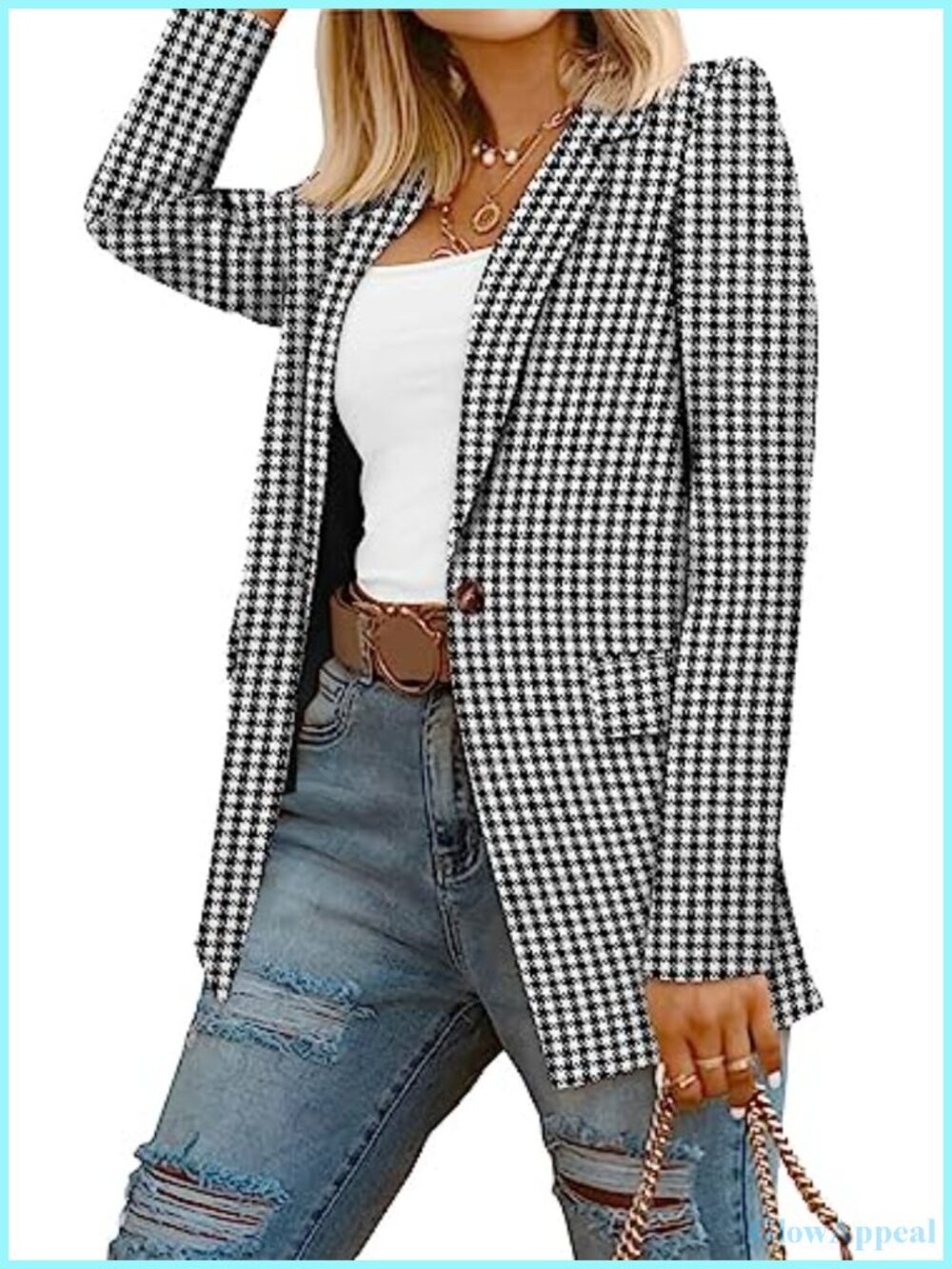 Women Loose Fit Business Casual Blazer Notch Lapel One Button Lined